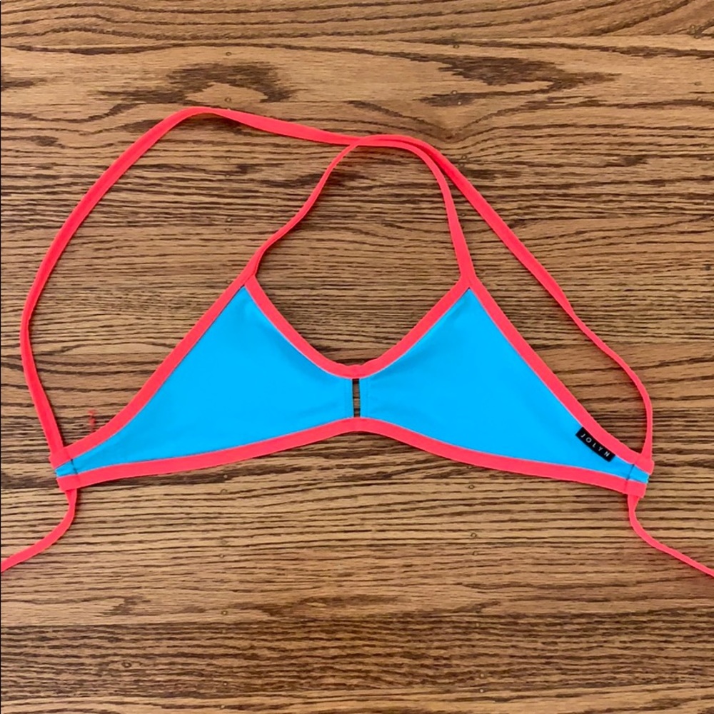 Blue x Coral Jolyn Vent Top: Tie Back